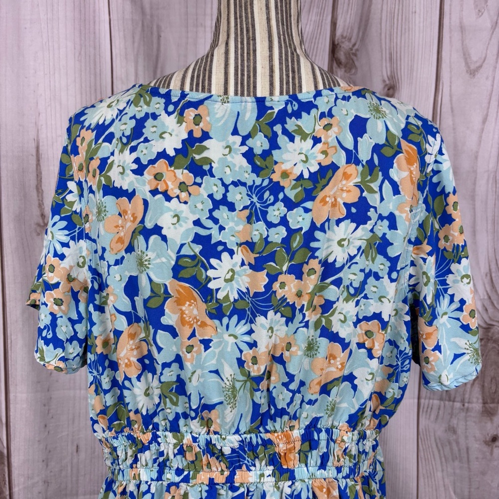 Croft & Barrow Midi Dress Cottagecore Feminine Lightweight Blue Floral Size 0X - Picture 6 of 14
